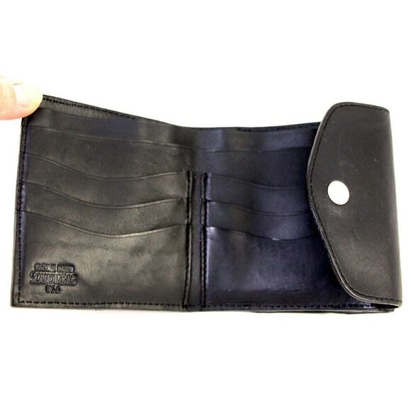 4.5"x4" VTG MICHAEL GREEN SCANDIABAG BLACK GENUINE LEATHER ID CARD BILL WALLET - Picture 3 of 6